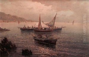 Marina Con Pescatori by Raffaele D' Auria