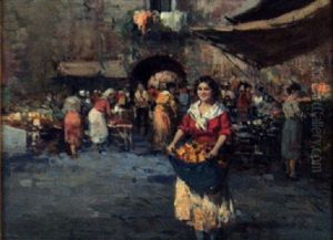 Torghandel I Italiensk Stad by Vincenzo d' Auria