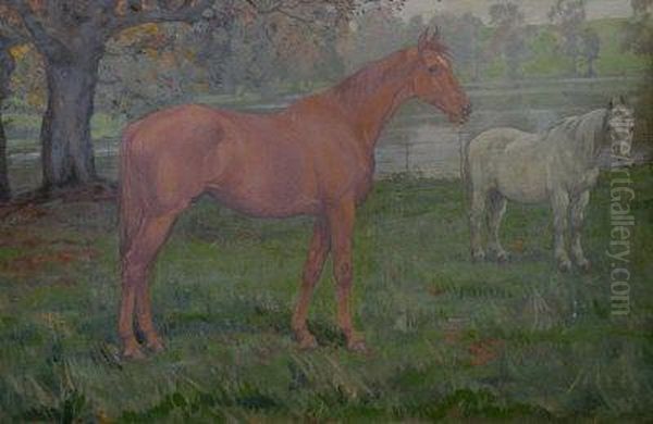 Horses In A Meadow - view 1