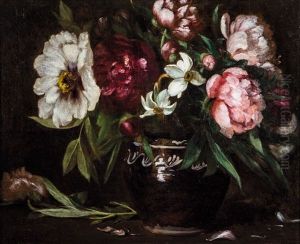 Still Life With Flowers by Joseph Nichols Hippolyte Aussandon