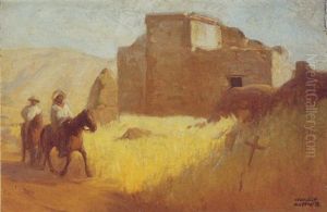 Riders Near A Pueblo by Charles Percy Austin