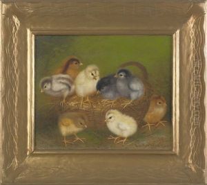 Eight Chicks And A Basket by Ben Austrian