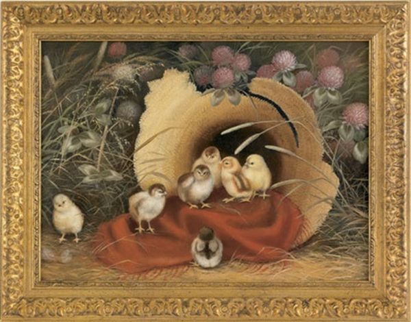 Untitled (chicks Playing In A Straw Hat) - view 1
