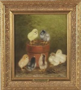 Clay Flower Pot With Chickens by Ben Austrian