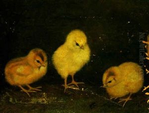 Three Chicks Watching An Ant by Ben Austrian