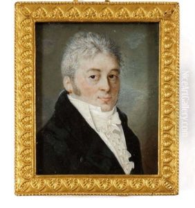 Portrait D'homme A La Redingote Grise Et Jabot De Dentelle