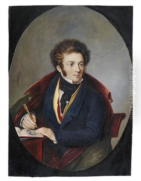 A Young Artist Seated At A Desk - view 1