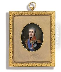 Armand Louis De Broc, Aide-de-camp To King Louis Of Holland In Major-general's Uniform With Gold-embroidered Lapels, Scarlet Collar And Epaulettes, Black Stock, Gold Aiguillettes, Blue Sash