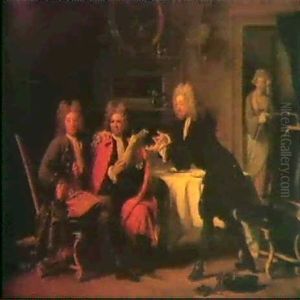 Madame De Tencin Servant Le Chocolat A Bernard Le Bovier De Fontenelle, Antoine Houdar De La Motte Et Saurin Madame De Tencin Servant Le Chocolat A Bernard Le Bovier De Fontenelle, Antoine Houdar De La Motte Et Saurin