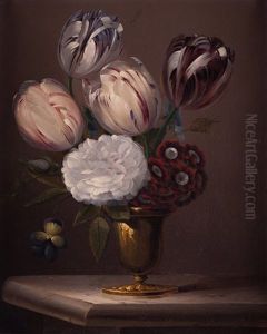 Jarron Con Tulipanes, Peonia, Pensamientos Y Anemonas by Edouard Joseph Francois Autrique
