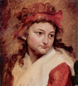 Portrait Of A Girl Wearing A Red Ribbon In Her Hair