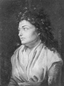 Portrait Of A Woman Wearing A Blue Ribbon