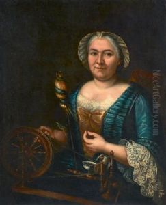 Portrait Presume De Madame Arlon Filant De La Soie by Jacques-Andre-Joseph Aved