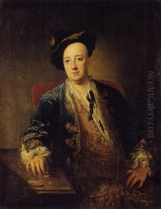Portrait D'homme Tenant Une Tabatiere by Jacques-Andre-Joseph Aved