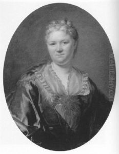 Portrait De Femme A La Robe Brodee by Jacques-Andre-Joseph Aved
