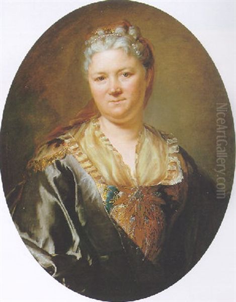 Portrait De Femme A La Robe Brodee - view 1