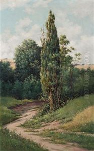 Paisaje Con Sendero Y Cipres by Serafin Avendano