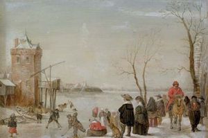 A Winter Landscape With Kolf Players by Barent Avercamp