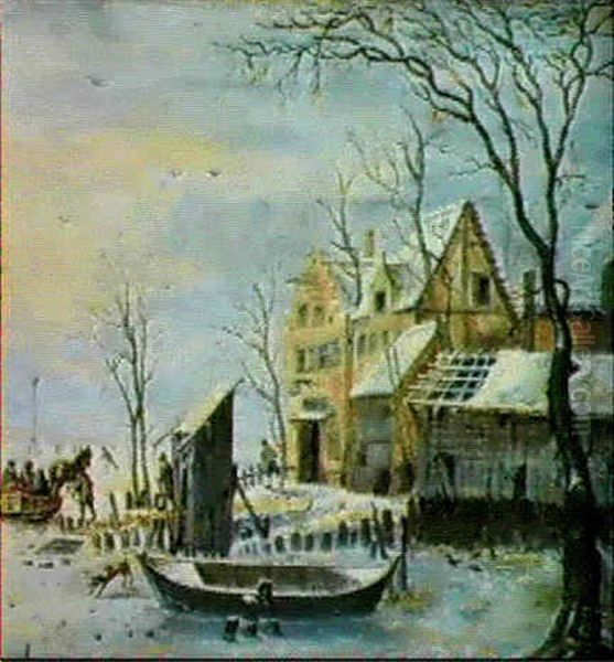 Paysage De Neige Aux Patineurs - view 1
