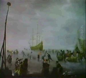 Scene De Patinage by Barent Avercamp