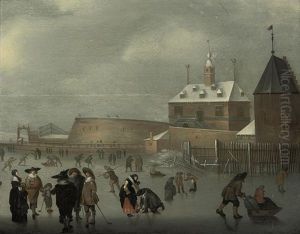 A Winter Landscape With Skaters And Kolf Players On The Ice by Hendrick Avercamp