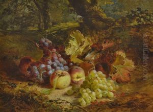 Stillleben Mit Fruchten Auf Dem Waldboden Und Einem Vogelchen by Joseph Denovan Adam