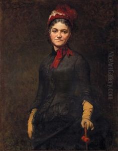 Ritratto Di Signora Con Cappellino Di Velluto Rosso by Jules Charles Aviat