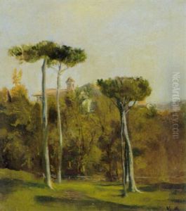 Italalienische Landschaft Mit Kloster Auf Einer Anhohe by Vittorio Avondo