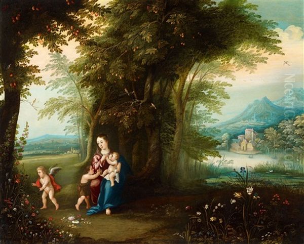 Wooded Landscape With The Virgin, Christ Child And Saint John - view 1