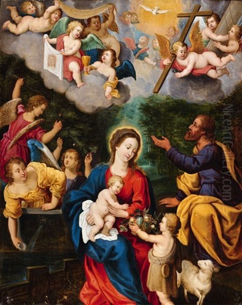The Holy Family With Saint John And Angels - view 1