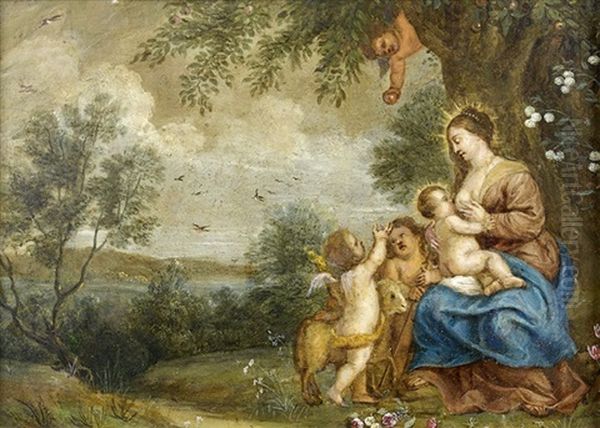 La Vierge A L'enfant Avec Saint Jean-baptiste, Et Un Ange Dans Un Paysage - view 1