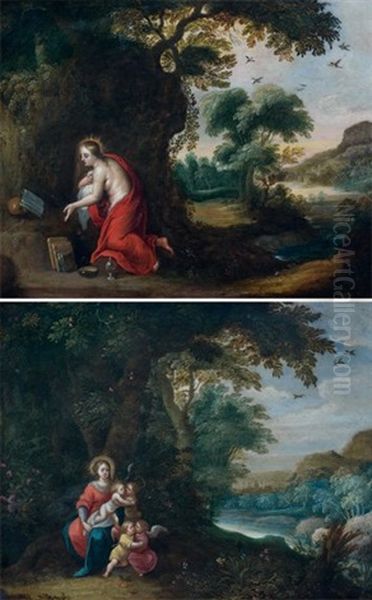 Vierge A L'enfant Avec Saint Jean-baptiste (+ Des Anges Marie Madeleine; Pair) - view 1