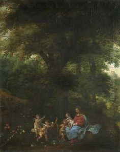 Madonna Und Kind Mit Dem Johannesknaben Und Engeln by Peeter Van Avont
