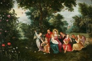 La Sainte Famille Entouree D'anges Musiciens Dans Un Paysage (collab. W/circle Of Jan Brueghel)