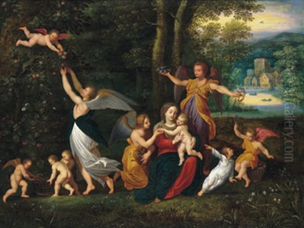 Maria Mit Dem Kind Und Engeln In Einer Waldlandschaft - view 1