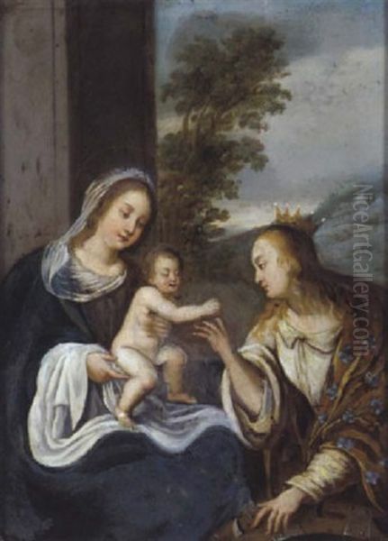 Die Mystische Vermahlung Der Konigin Katharina Von Alexandrien Mit Dem Christusknaben, Der Ihr Den Ring An Den Finger Steckt - view 1