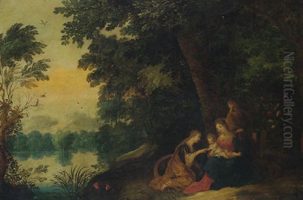 The Mystic Marriage Of Saint Catherine In A Wooded Landscape - view 1