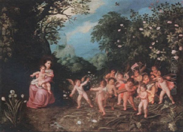 The Virgin And Child In A Landscape With Putti Holding Symbols Of The Passion - view 1