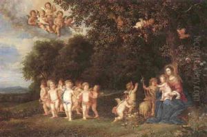 The Madonna And Child With St. John The Baptist Resting Beneath A Tree Surrounded By Cherubs