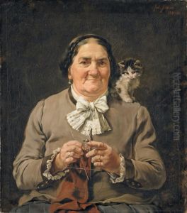 Die Mutter Des Kunstlersmit Katzchen Auf Der Schulter