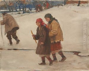 La Procession Dans La Neige by Teodor Axentowicz