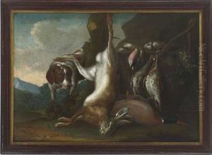 Jagdstillleben Mit Erlegtem Hasen Und Vogeln