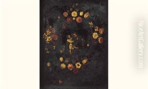 St. Joseph Et L'enfant Jesus Dans Une Guirlande De Fleurs thumbnail
