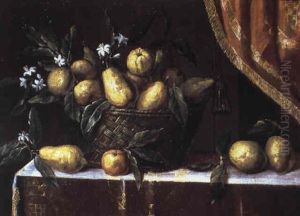 Nature Morte A La Corbeille De Fruits by Josefa De Ayala