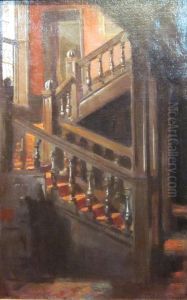 Staircase And Stained Glass by Patrick William Adam