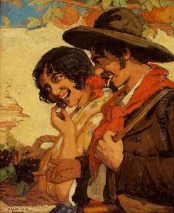 Couple De Vendangeurs Andalous by Marius Ernest Joseph Azema