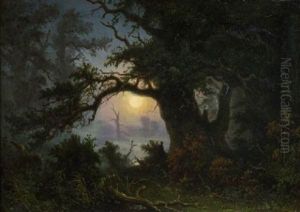 Paysage Marecageux Au Clair De Lune by Knud (Andreassen) Baade