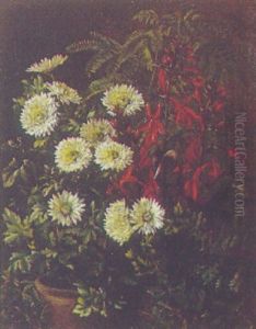 Opstilling Med Blomster I Krukker by Alfrida Baadsgaard
