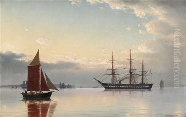 Evening Seascape With The Danish Steam Frigate "jylland" - view 1