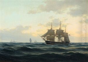 The Frigate Jylland In Evening Light by Carl Emil Baagoe
